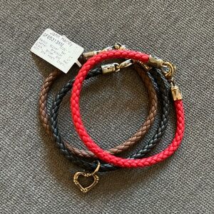 John Hardy leather bracelet with heart charm
